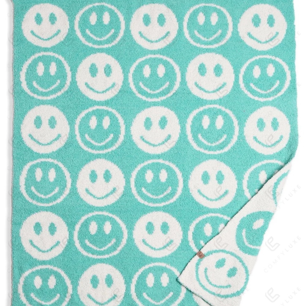 Teal Smiley Face Blanket
